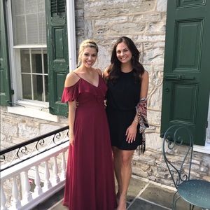 Burgundy Formal Cold Shoulder Dress